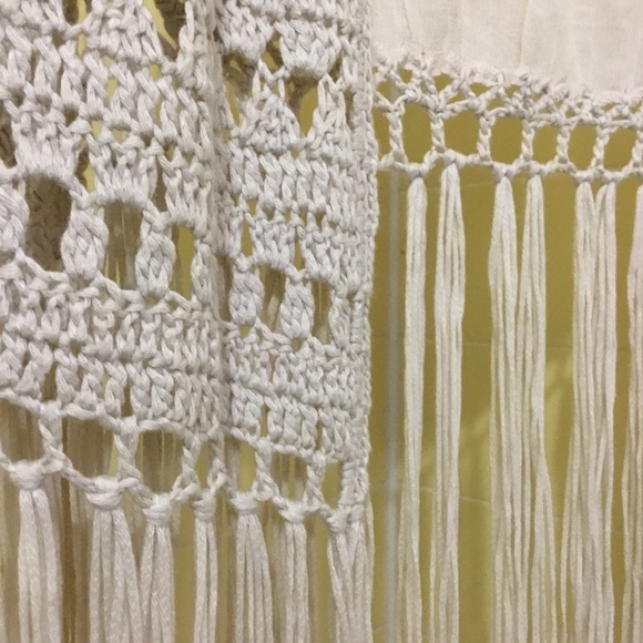 kori america desert vibes embroidered crochet macrame fringe kimono vest - Picture 7 of 15